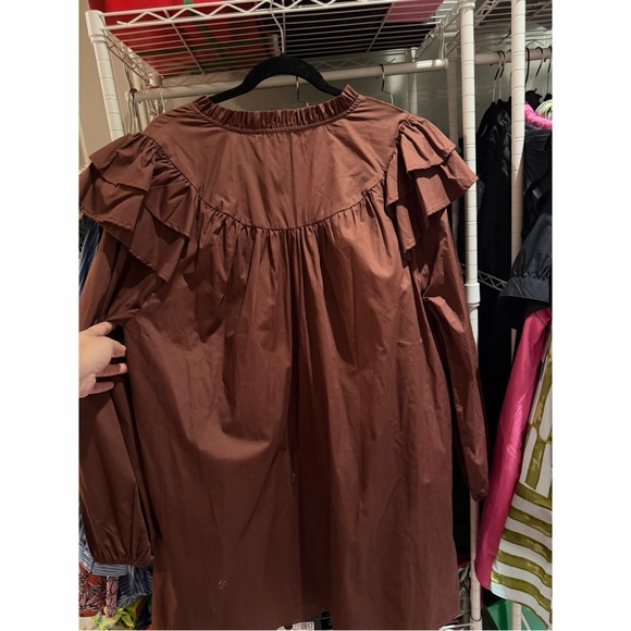 NWT SugarLips Brown Prissy Poplin Ruffle Mini Dress Size XL - Picture 7 of 10
